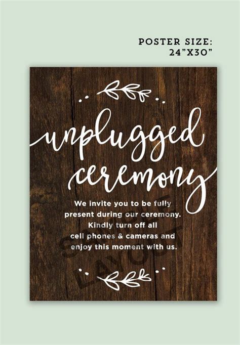 Unplugged Wedding Sign Printable Unplugged Ceremony Sign | Etsy in 2021 | Unplugged wedding sign ...