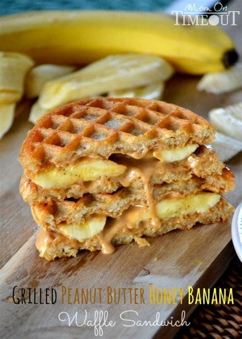 Grilled Peanut Butter Honey Banana Waffle Sandwiches - Mom On Timeout