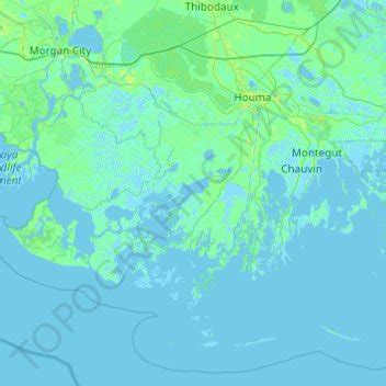 Terrebonne Parish topographic map, elevation, terrain