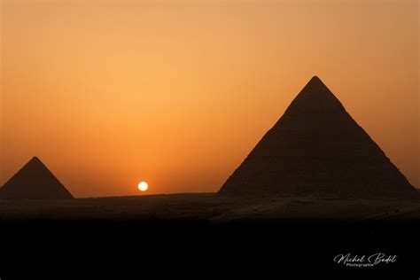 Sunset over Pyramids of Giza, Egypt