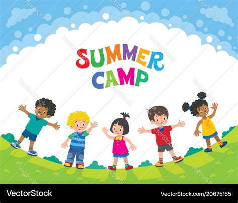 Summer camp children design template with logo Vector Image