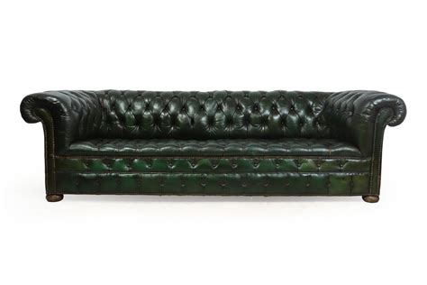 Vintage Green Leather Chesterfield sofa | #119295