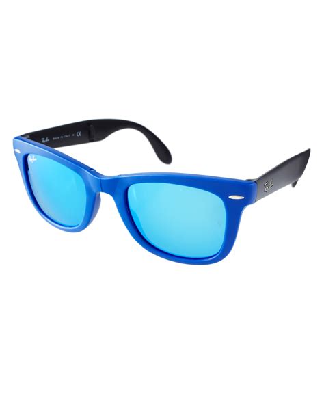 Ray-ban Folding Wayfarer Sunglasses in Blue for Men | Lyst