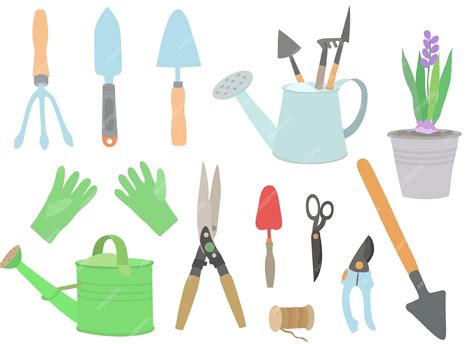 Premium Vector | Garden tool set vector cartoon illustration of ...