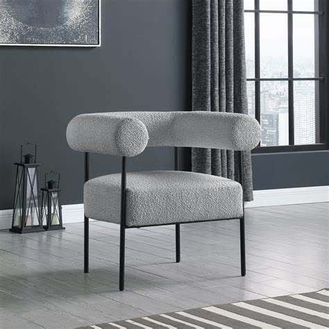 Grey Boucle Fabric Accent Chair – If Walls Could Talk