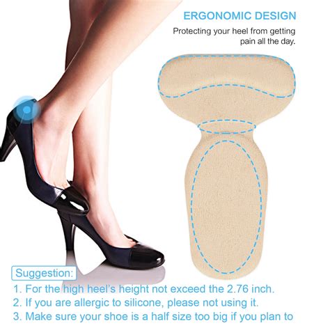 Heel Pads Grips Liners Back Heel Cushion Insoles for High Heels Blisters,Shoe Gel Inserts,Yosoo ...