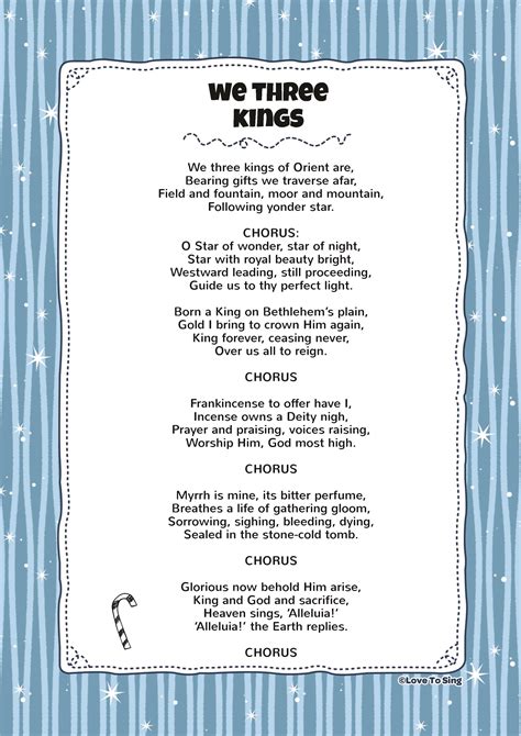 We Three Kings Lyrics Printable - Printable Word Searches