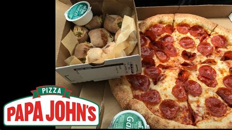 Papa John’s Pizza: Epic Stuffed Crust Pepperoni Pizza & Jalapeno Popper Rolls Review - YouTube