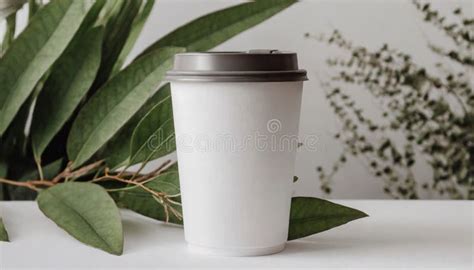 White Paper Coffee Cup Mockup Template for Cafes Stock Illustration - Illustration of coffee ...