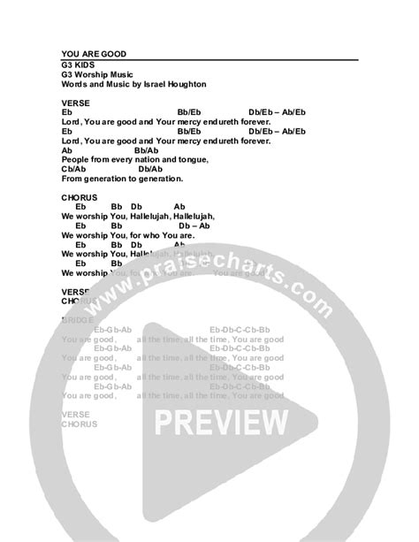 You Are Good Chords PDF (G3 Kids) - PraiseCharts