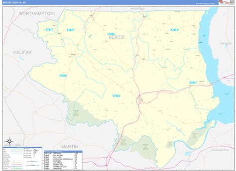 Bertie County Wall Map Premium Style - marketmaps.com