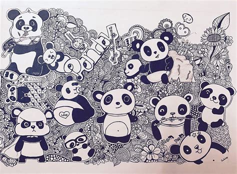 panda Doodle Art Drawing