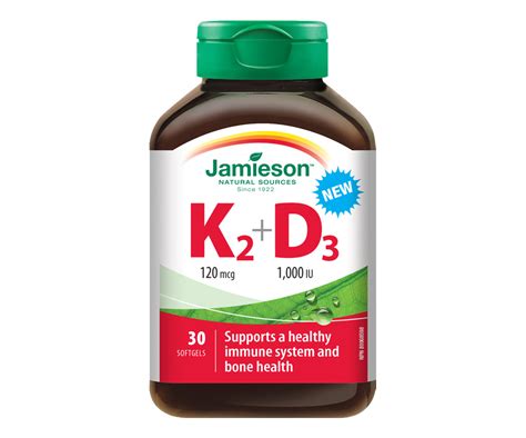 Vitamin K2 120 mcg + D3 1000 IU, 30 units – Jamieson : Vitamin D | Jean Coutu