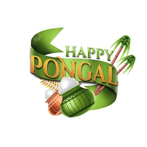 Happy Pongal White Transparent, Label Design Happy Pongal With Ribbon Illustration, Harvest ...