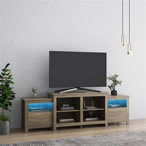 Modern Wood grain color TV Stand for 75 inch TV , 16 Colors LED TV Sta ...