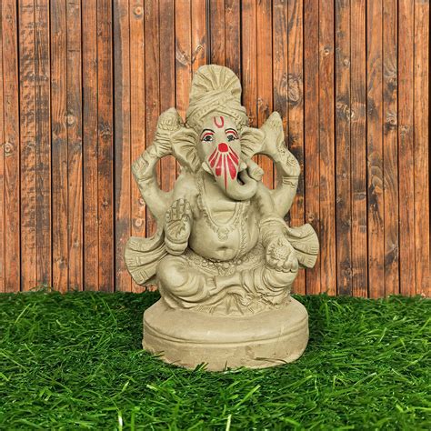 Buy Prajapati Studio Pottery 6-Inch Handcrafted Eco-Friendly Ganesha Statue | Water-Soluble Clay ...