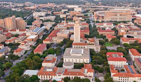 University Of Texas Ut Austin Campus Aerial View From Helicopter Stock ...