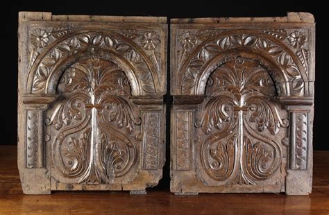 A Pair of Fine 17th Century Charles I Arcaded Oak Bed Panels. The...