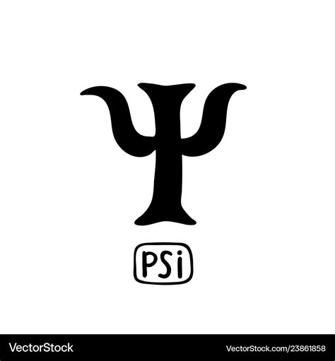 Psychology psi greek letter symbol black of hand Vector Image