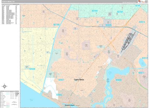 Costa Mesa California Wall Map (Premium Style) by MarketMAPS - MapSales