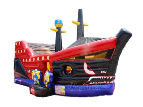 Shark Pirate Ship Inflatable Slide - Channal Inflatables