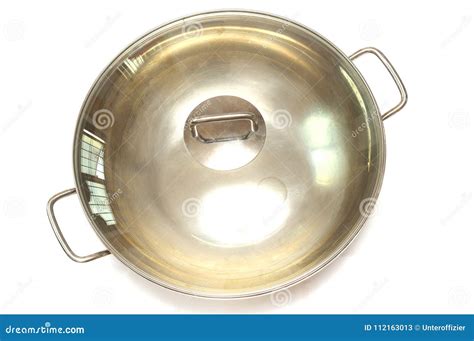 A Large Wok with Dual Handle and Glass Top Lid Stock Image - Image of ...