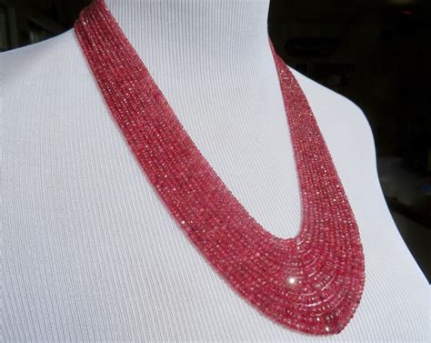 Red Spinel Necklace Multi Strand Gemstone Necklace Waterfall - Etsy