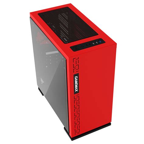 Game Max Expedition Red Gaming Matx PC Case Rear LED Fan & Full Side Window