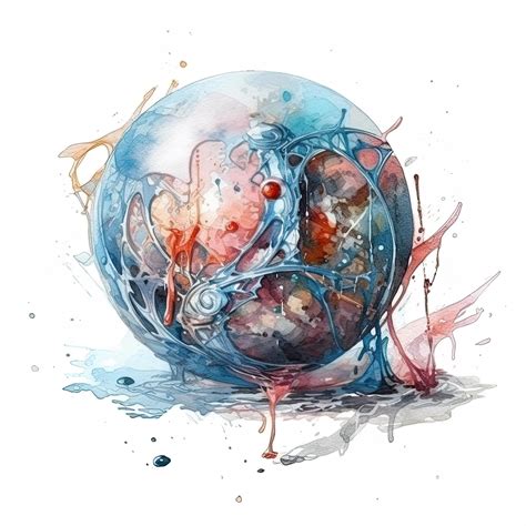 Premium AI Image | A watercolor painting of a planet with a blue planet in the center.