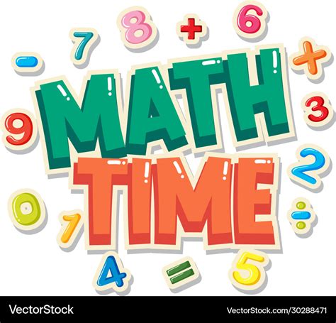 Poster design with word math time with numbers in Vector Image