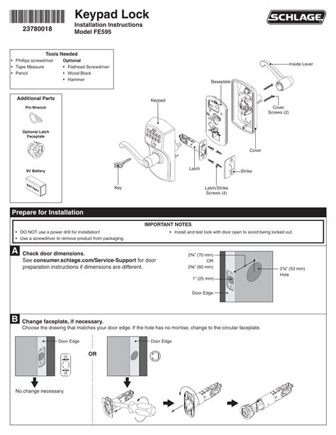 Schlage FE595 Installation User Manual | 8 pages