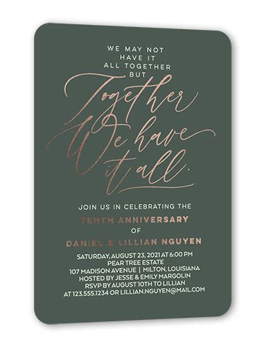 Anniversary Together Wedding Anniversary Invitation, Rounded Corners ...