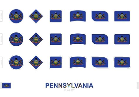 Pennsylvania flag set, simple flags of Pennsylvania with three different effects. 7411453 Vector ...