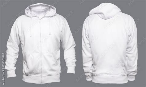 Blank sweatshirt mock up template, front, and back view, isolated on gray, plain white hoodie ...