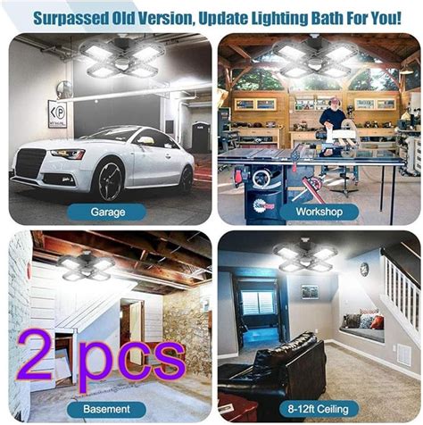 horen Led Garage Light, 120W Cri85 + Led Garage Light, Led Garage Light with 4 Adjustable Panels ...