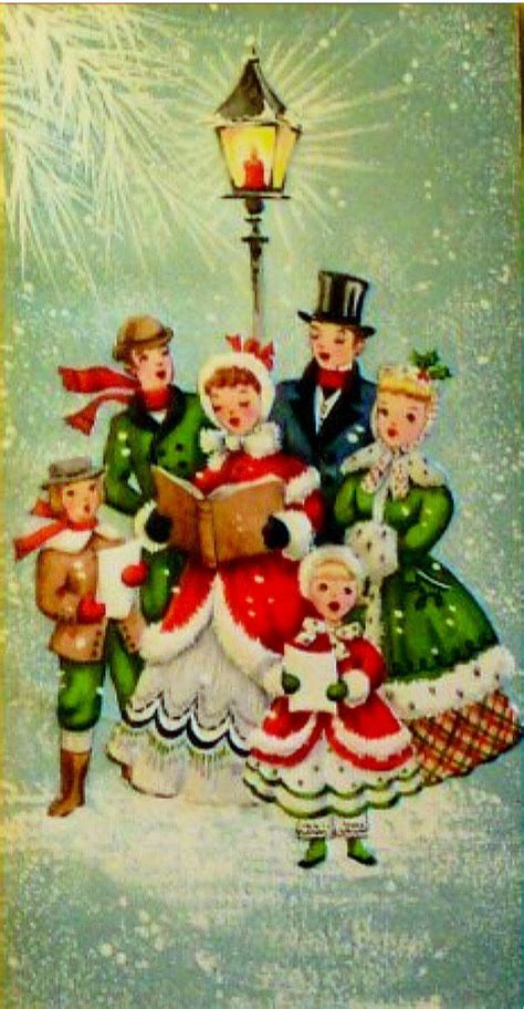 Christmas carolers. | Vintage christmas cards, Christmas images ...