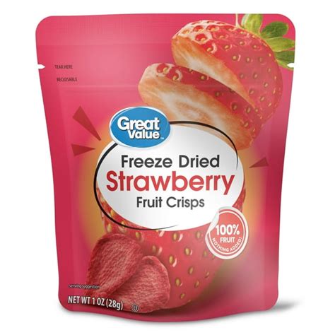 Great Value Freeze Dried Strawberry Fruit Crisps, 1 oz - Walmart.com - Walmart.com