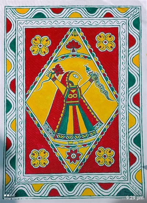 Manjusha Painting#5 - Size (15 inch x 11 inch) - International Indian Folk Art Gallery