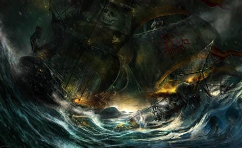 Galleon ship sinking illustration, ship, pirates, fantasy art HD ...