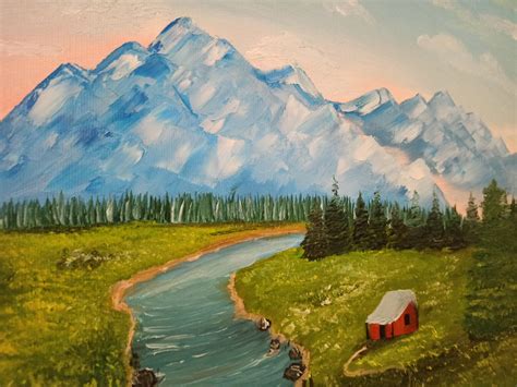 Landscape Mountain River original oil painting | Etsy