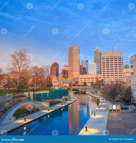 Downtown Indianapolis Skyline Stock Photo - Image of water, city: 57296716