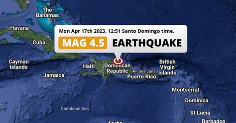 Shallow M4.5 Earthquake struck on Monday Afternoon near San Francisco de Macorís in Dominican ...