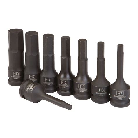 8 Pc 1/2 in. Drive Metric Impact Hex Socket Set