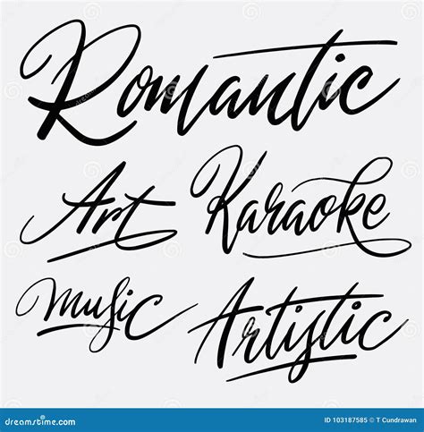 Romantic Handwriting Calligraphy Stock Vector - Illustration of brush, logotype: 103187585