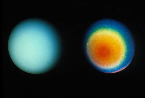 Two Voyager 2 Images Of The Planet Uranus Photograph by Nasa