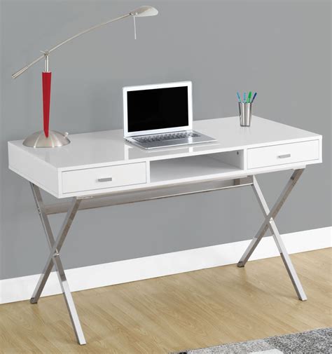 Glossy White 48" Storage Computer Desk | Apartamento moderno ...