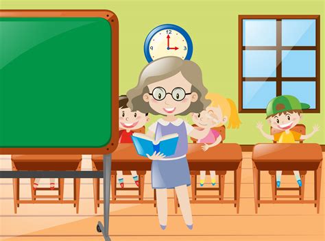 Teacher teaching in classroom at school 368973 Vector Art at Vecteezy