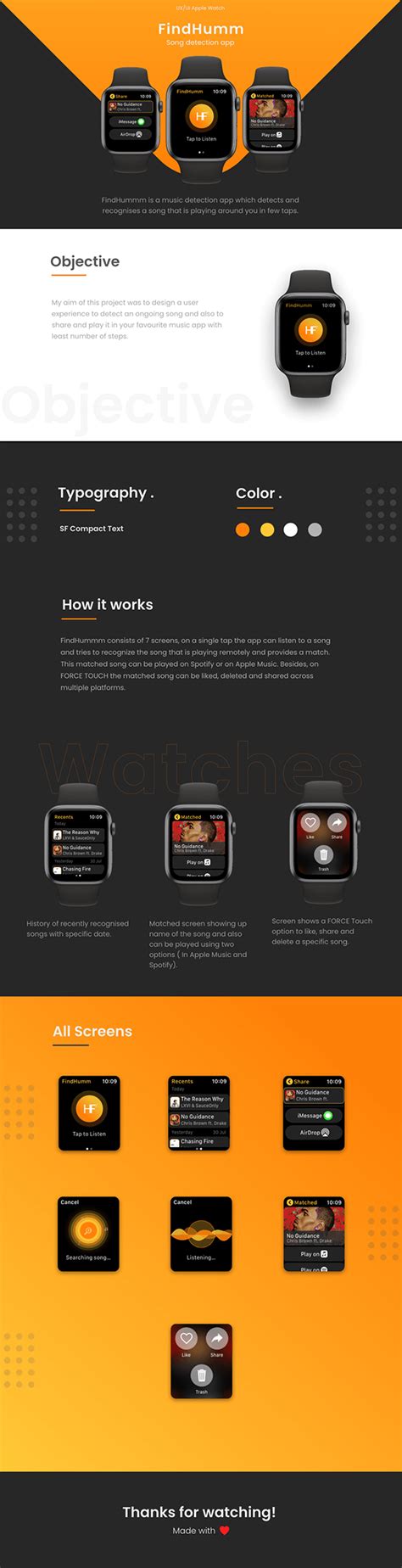 Music detection app for Apple watch :: Behance