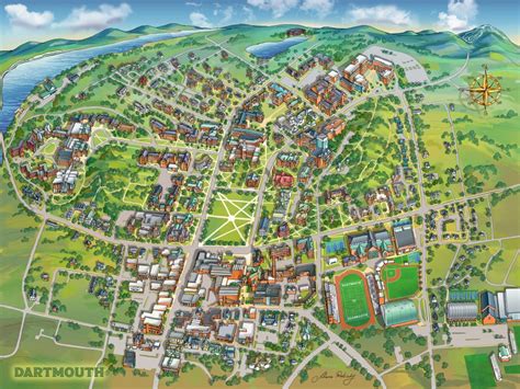 Dartmouth College Campus Map Illustration - by Rabinky Art, LLC