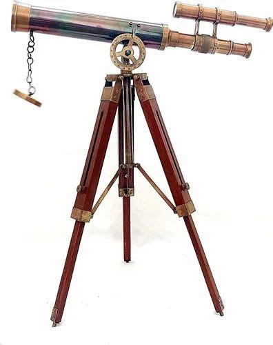 Antique brass Double Barrel telescope with wooden stand at Rs 7500 | Brass Telescope in Roorkee ...